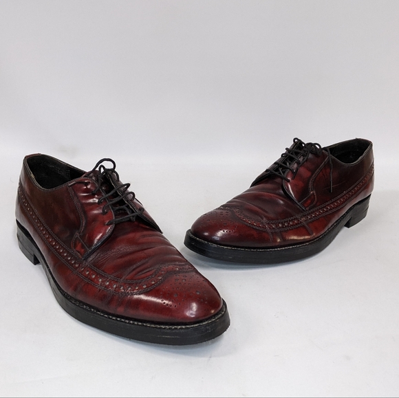 Vintage Florsheim Wingtip Balmoral Shoes, Dark Cherry, size 12, Re-soled, Read - Picture 14 of 14
